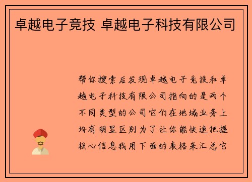 卓越电子竞技 卓越电子科技有限公司